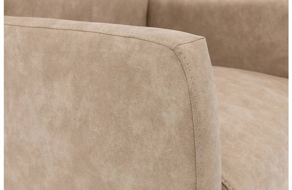 Goossens Eetkamerstoel Alex beige microvezel met armleuning en met wielen, stijlvol landelijk