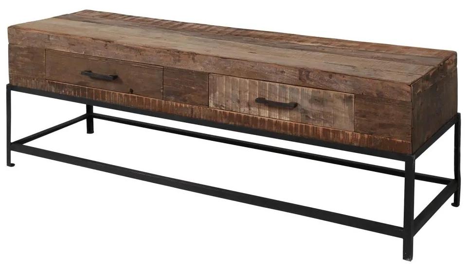 TV-meubel Lodge 2 Lades  135 cm cm - Gerecycled hout - Metaal - Giga Meubel - Industrieel & robuust