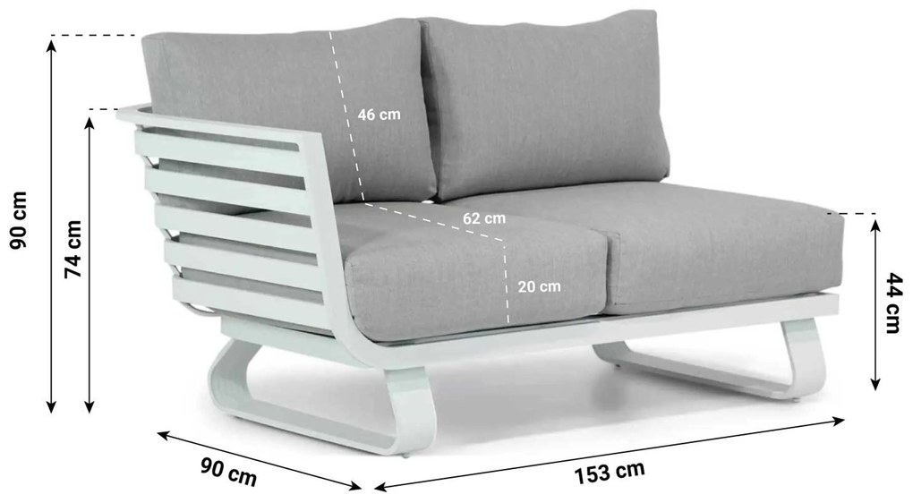 Hoek loungeset 3 personen Aluminium Wit Santika Furniture Santika Sovita