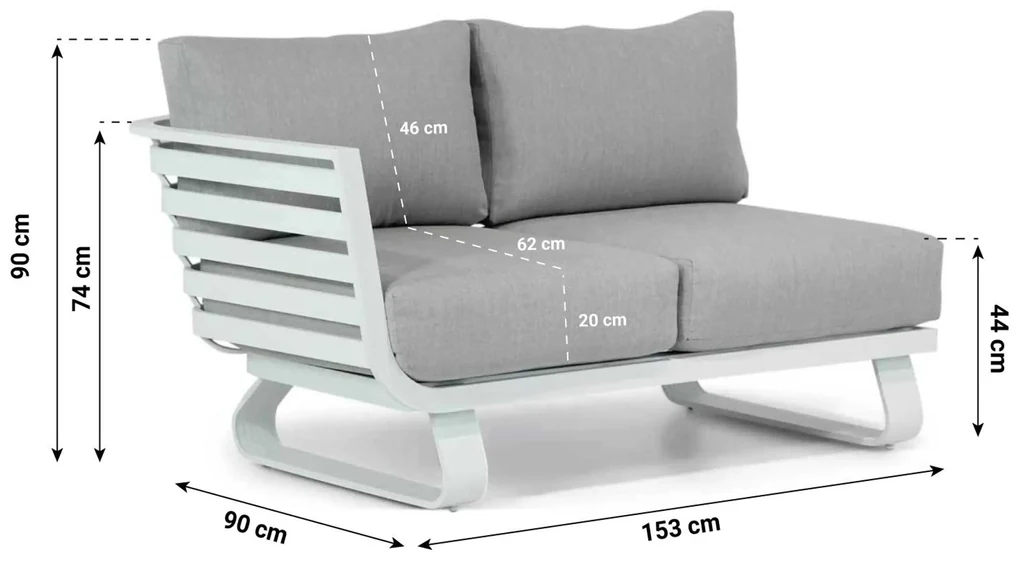 Hoek loungeset 6 personen Aluminium Wit Santika Furniture Santika Sovita