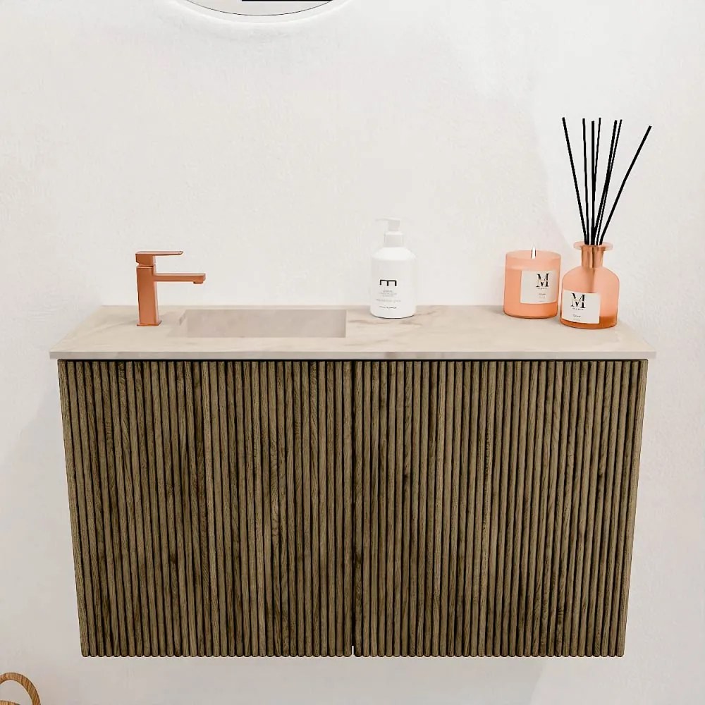 Mondiaz Joya DLux 70cm toiletmeubel dusk met wastafel faye links 1 kraangat frappe