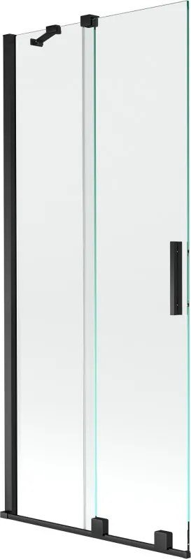 Mexen Velar badwand vouwdeur 2-delig schuifbaar 80 x 150 cm, transparant, zwart - 896-080-000-01-70