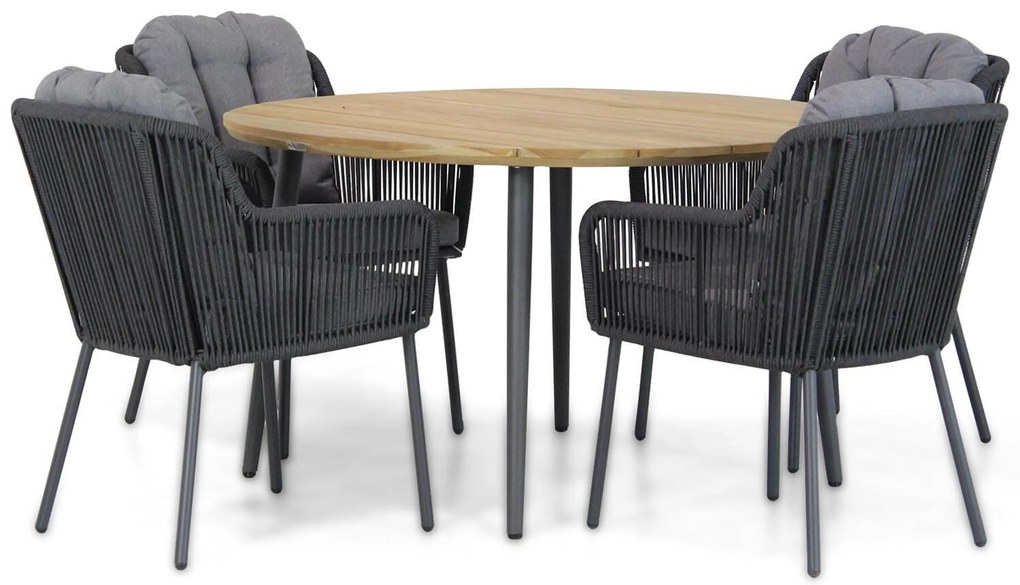 Tuinset Ronde Tuintafel 4 personen 130 cm Rope Grijs Santika Furniture Santika