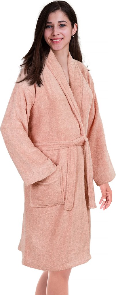 Badjas - 100% Katoen, waarvan 50% Gerecyclede Katoen - GRS Gecertificeerd - Maat S - Powder Pink