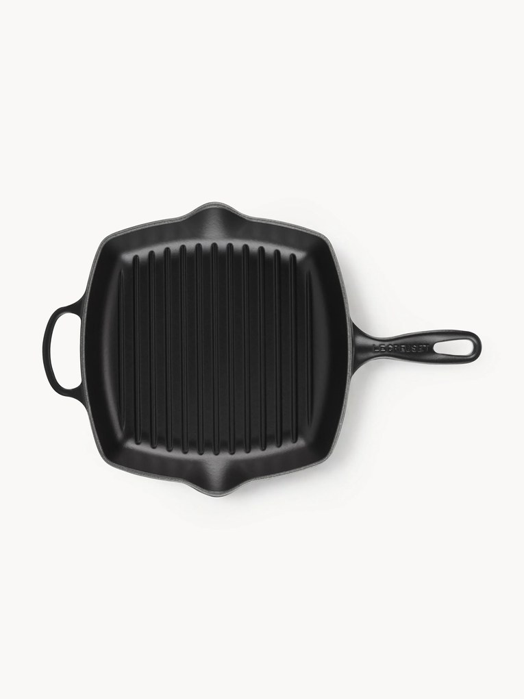 Vierkante grillpan Signature Collection van gietijzer met gegroefde structuur