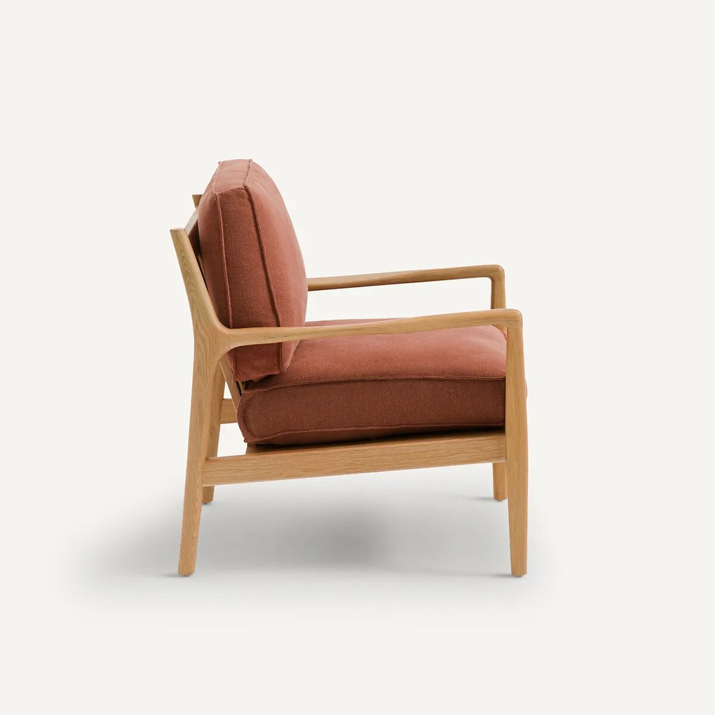 Fauteuil van eiken, fineer en linnen, Dilma