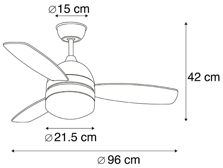 Plafondventilator met lamp brons 96cm met afstandsbediening - Rotar Modern E27 rond Binnenverlichting Lamp
