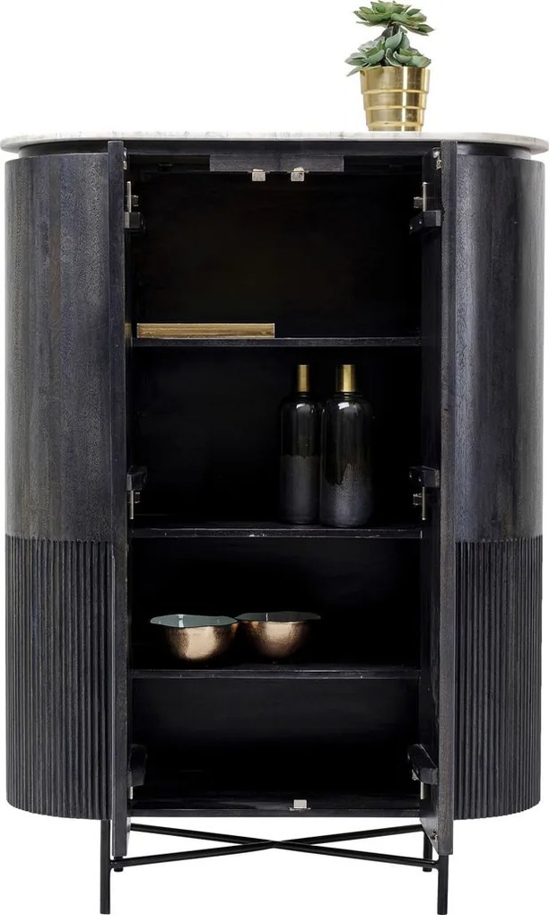 Kare Design Glenn Ovale Kast Zwart Met Wit Marmer - 100x45x138cm.