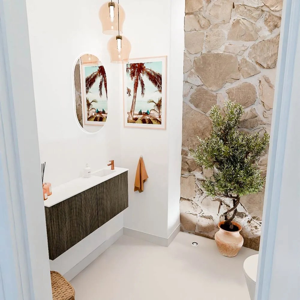 Mondiaz Joya 100cm toiletmeubel shadow met wastafel faye rechts 1 kraangat talc
