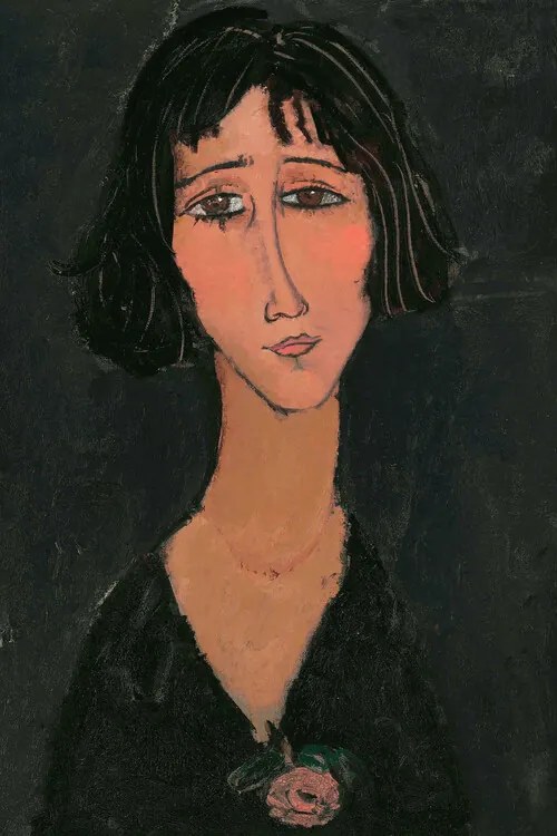 Kunstreproductie Margherita, Jeune Femme a la Rose, Amedeo Modigliani