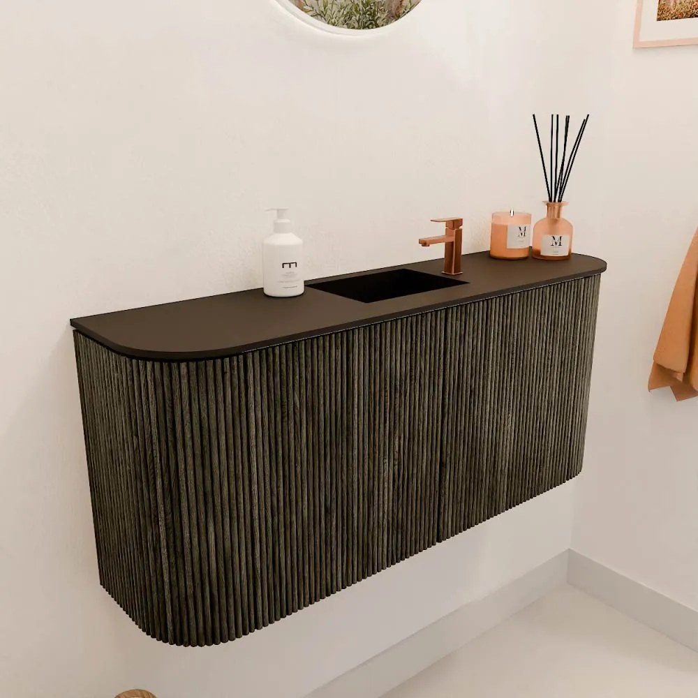 Mondiaz Joya 95cm toiletmeubel ronding links/rechts shadow met wastafel faye midden 1 kraangat urban