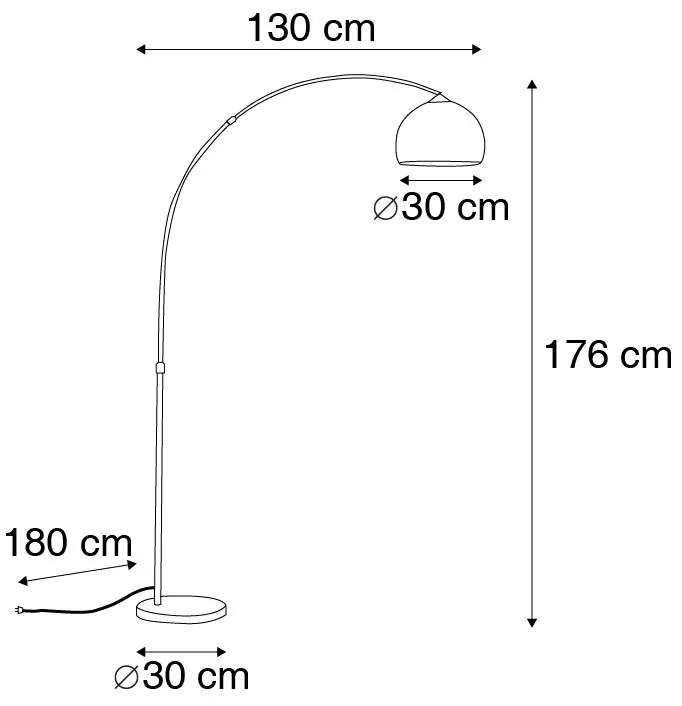 Moderne booglamp koper met witte kap - Arc Basic Landelijk / Rustiek, Modern E27 rond Binnenverlichting Lamp
