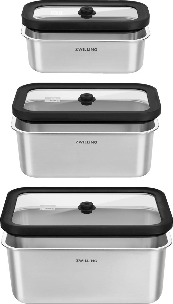 ZWILLING Fresh & Save STAINLESS Vacuümdozenset, S/M/L / 6-delig, Roestvrij staal, Zilver - Fresh & Save STAINLESS - ZWILLING