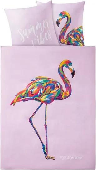 Microvezelsatijnen dekbedovertrek 200 x Flamingo