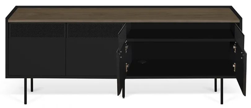 TemaHome Radio Zwart Tv-meubel Met Walnoot Blad - 160x43x60cm.
