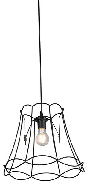 Retro hanglamp zwart 35 cm - Granny Frame Retro Minimalistisch E27 Draadlamp rond Binnenverlichting Lamp