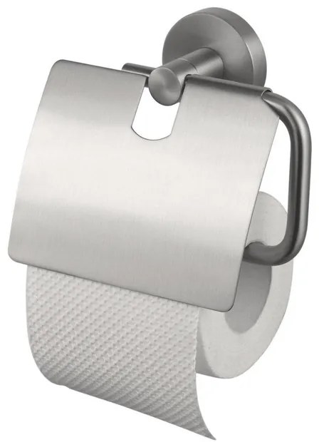 Haceka Kosmos Toiletrolhouder - met klep - geborsteld RVS 1208601