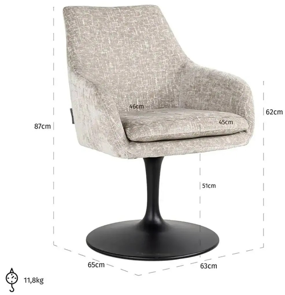 Richmond Interiors Marlon Eetkamerstoel Met Ronde Trompet Voet Pearl Beige