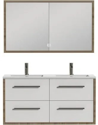 Tiger Boston badmeubel met spiegelkast en witte wastafel 120cm chalet eiken