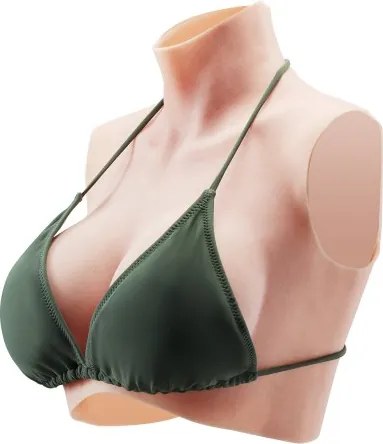 VEVOR High Neck Siliconen Borstprothesen C-Cup Realistische Huid Siliconen Gevuld Hoge Elasticiteit voor Crossdresser Transgender Amateur Cosplay Drag Queen Ivoor