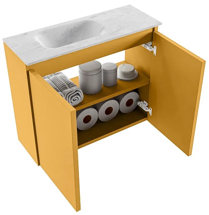 Mondiaz Ture DLux toiletmeubel 60cm ocher met wastafel opalo links zonder kraangat