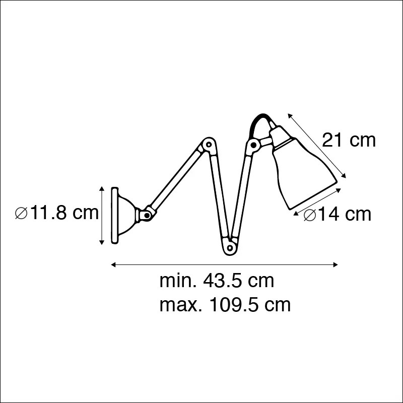 Industriële wandlamp grijs verstelbaar - Mersey
