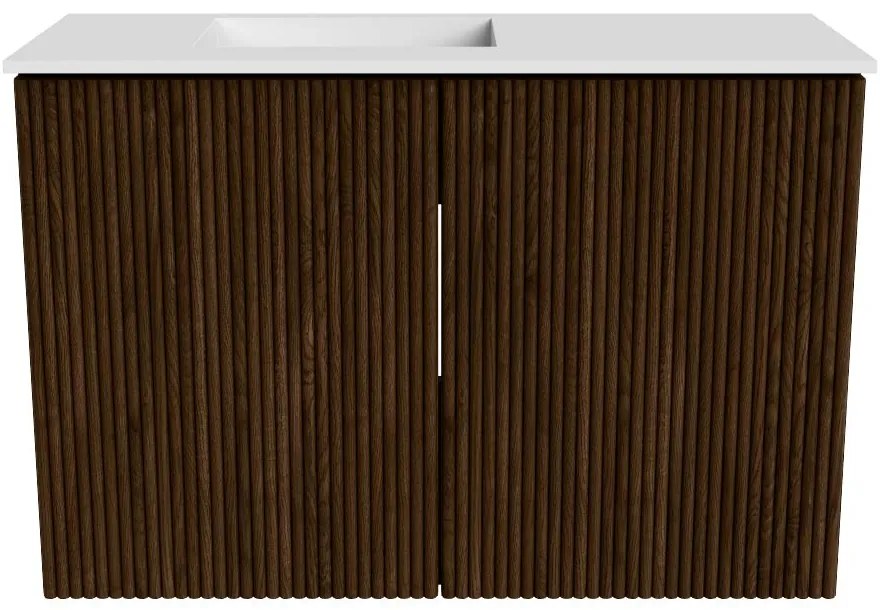 Mondiaz Joya 60cm toiletmeubel walnut met wastafel faye links 1 kraangat talc