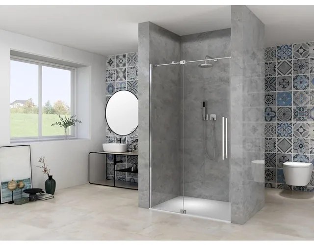 Van Rijn Products ST08 Nis Draaideur 2 delig 1150-1250 x 2000mm 8 mm Helder glas incl. Glasbehandeling, Chroom muurprofiel, Greep en Stabilisatiestang ST08300120HECH