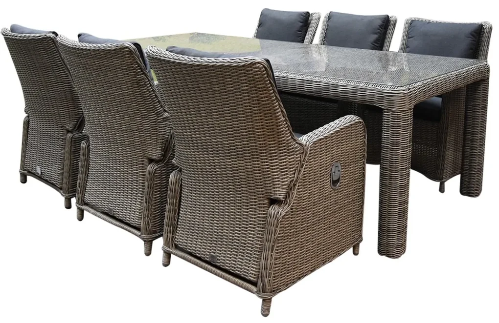 Bilbao Bergamo dining tuinset 240x100xH75 cm 7-delig grijs verstelbaar