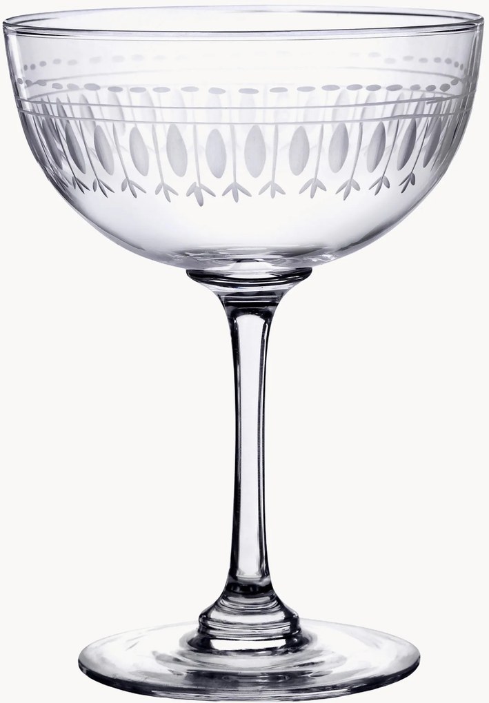 Mondgeblazen kristallen champagneglazen Ovals, 4-delig