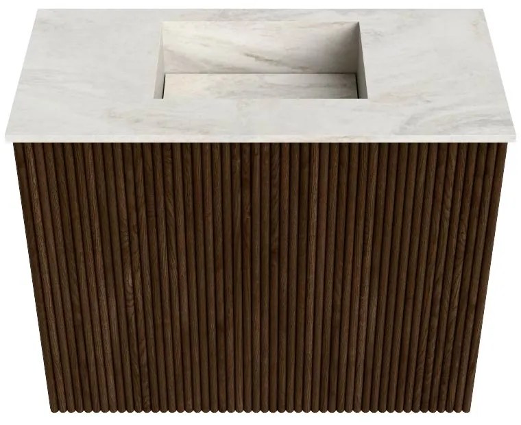Mondiaz Joya DLux 50cm toiletmeubel walnut met wastafel faye midden zonder kraangat ostra