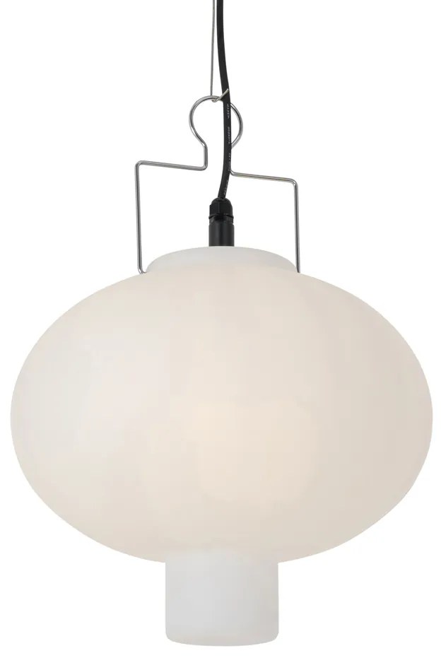 Buiten hanglamp wit 35 cm met stekker IP44 - Pion Modern E27 IP44 Buitenverlichting rond