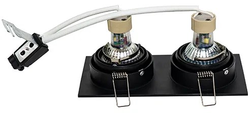 Set van 6 Vierkante inbouwspot zwart verstelbaar 2-lichts - Chuck