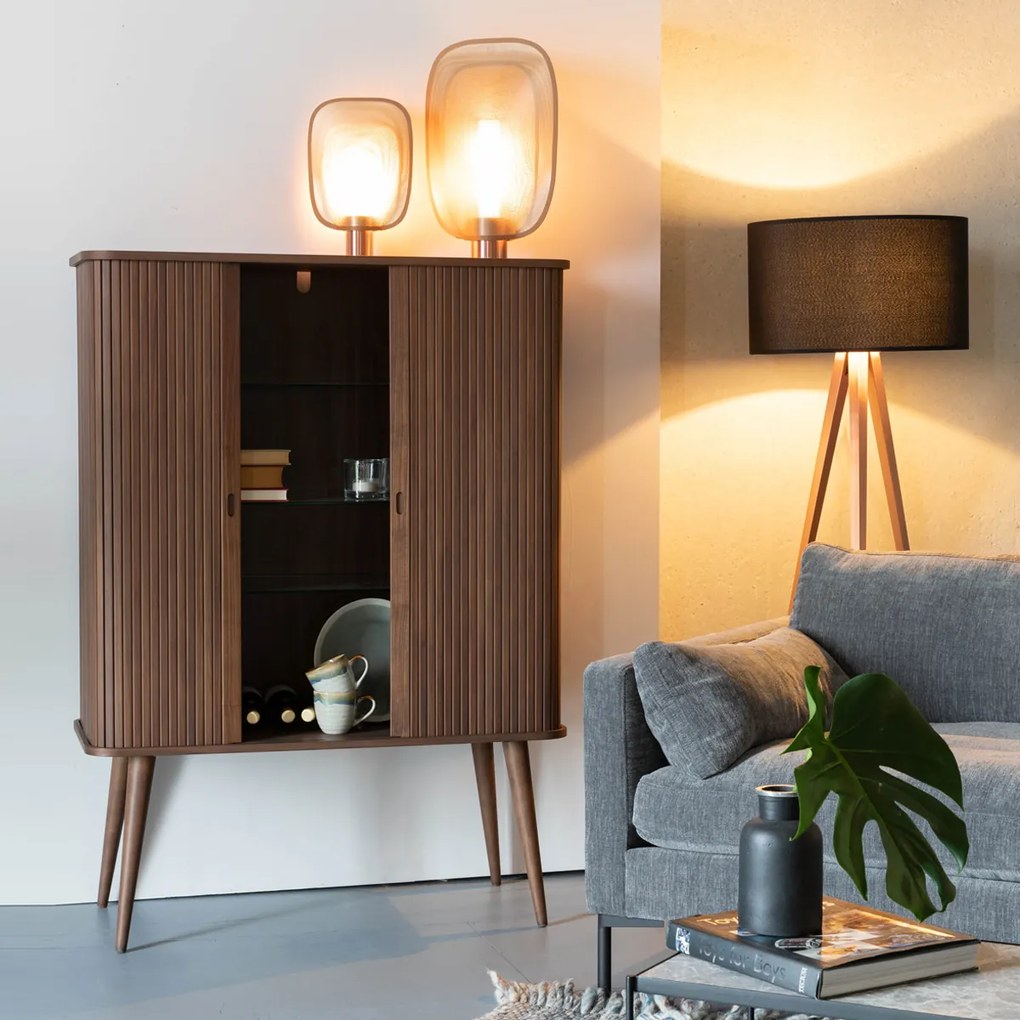 Design Wandkast Walnoot - 100x45x140cm.