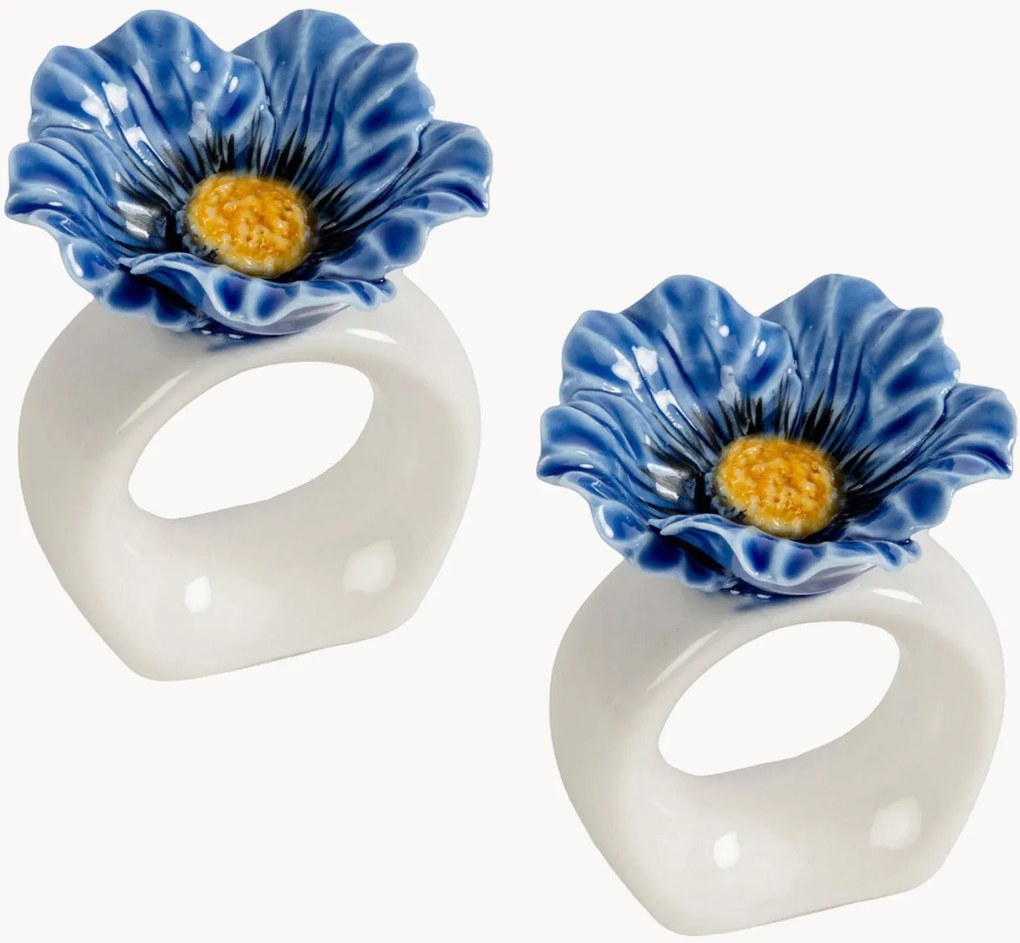 Handbeschilderde porseleinen servetringen Poppy, 2-delig