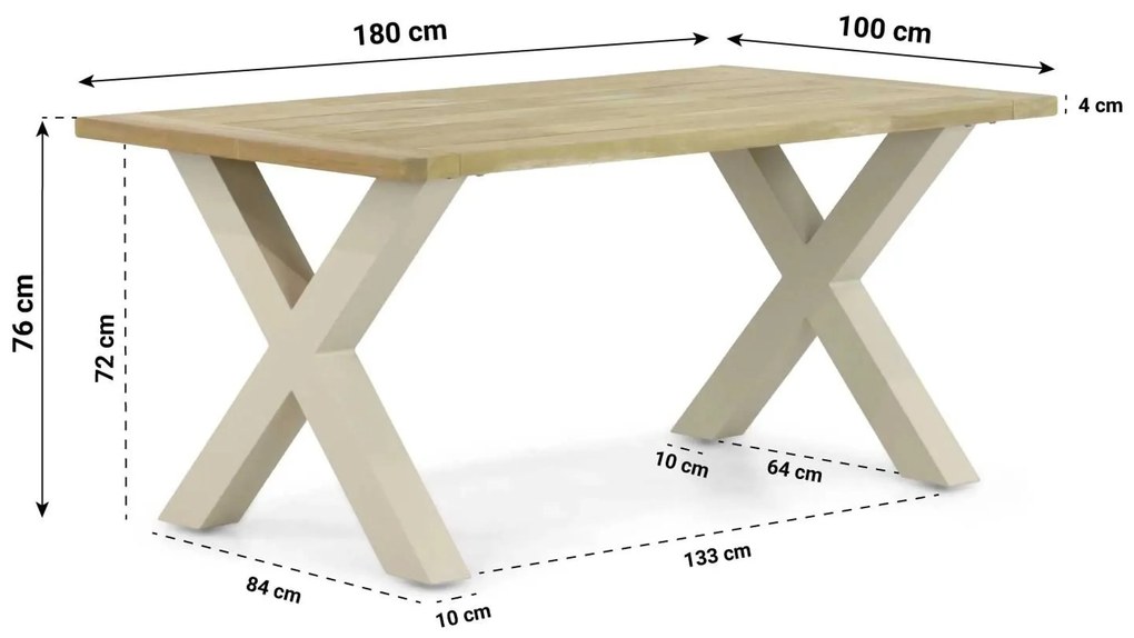 Tuinset 4 personen 180 cm Aluminium/rope Taupe Coco Sevilla/Cardiff