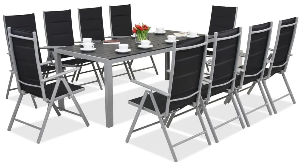 Garden Point aluminium tuinmeubelen met grote Polywood Verona tafel voor 10 personen