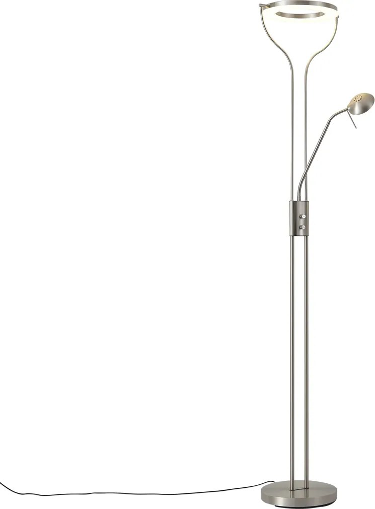 Moderne vloerlamp staal met leesarm incl. LED en dimmer - Divo