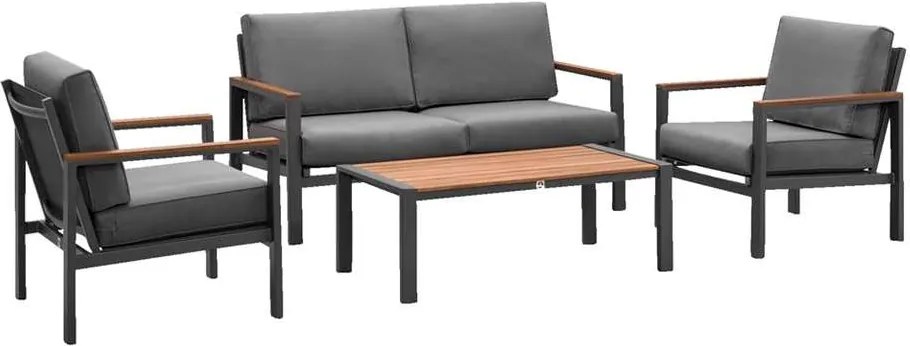 Le Sud loungeset Cognac - grijs - 4-delig - Leen Bakker
