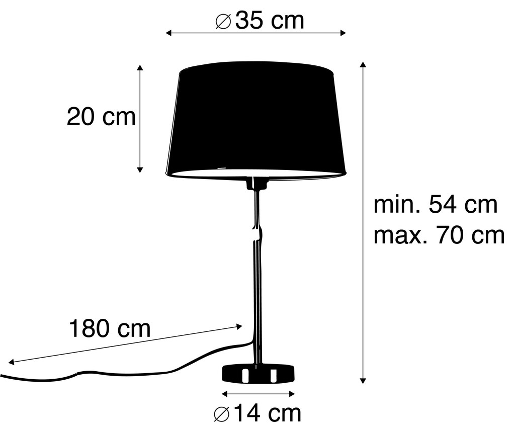 Tafellamp brons met kap wit 35 cm verstelbaar - Parte Modern E27 rond Binnenverlichting Lamp