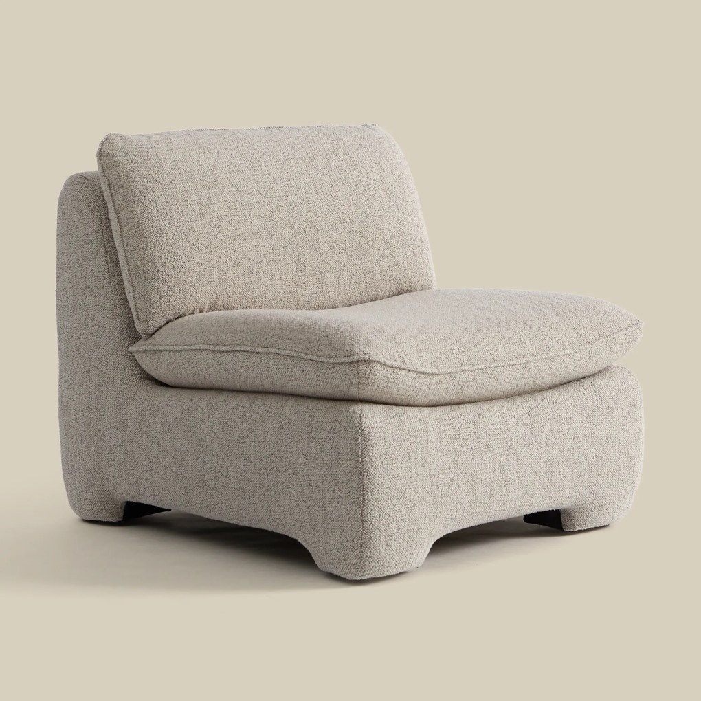 Retro Fauteuil Beige Boucle Stof