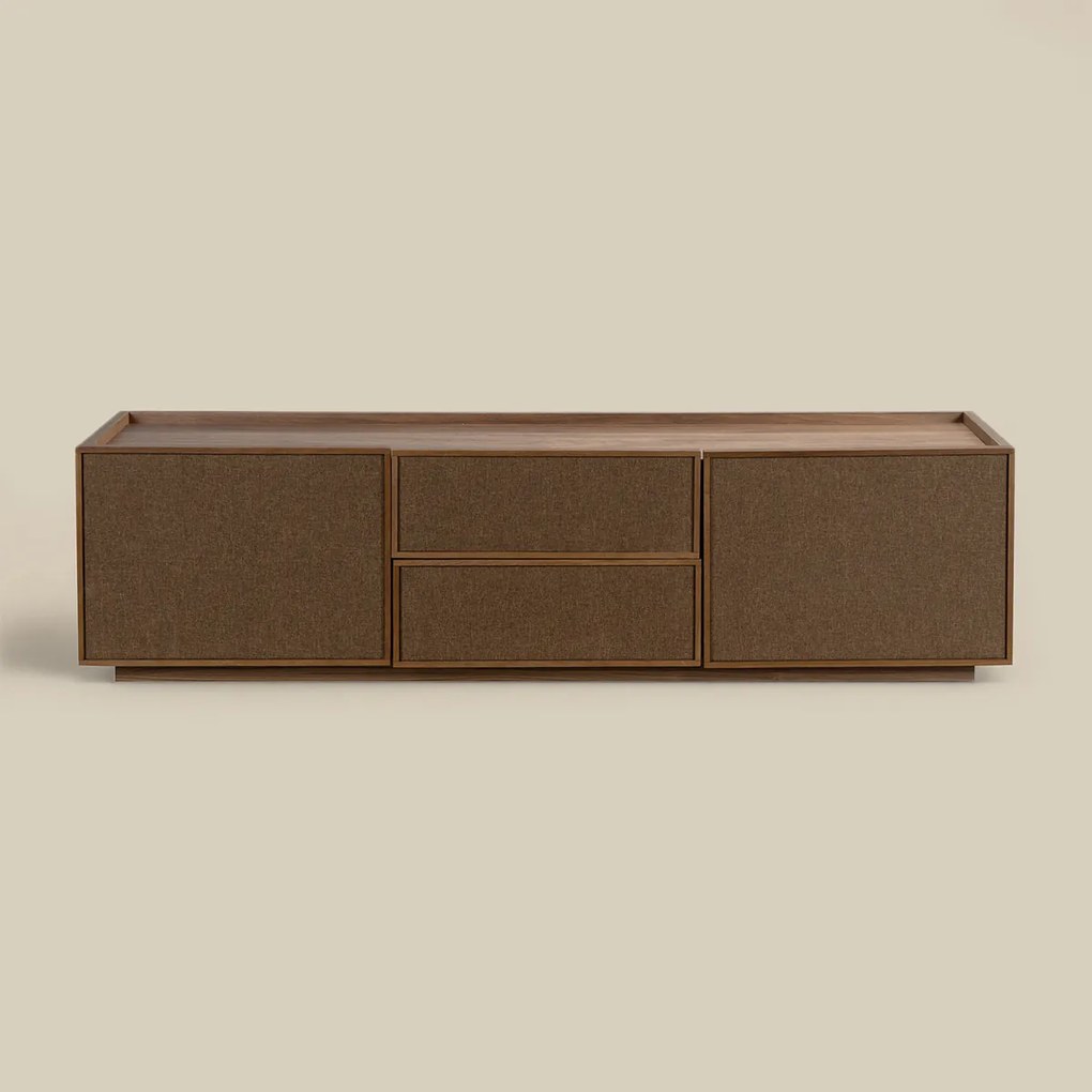 Tv-meubel Walnoot Met Stoffen Deuren 150 Cm - 150x40x40cm.