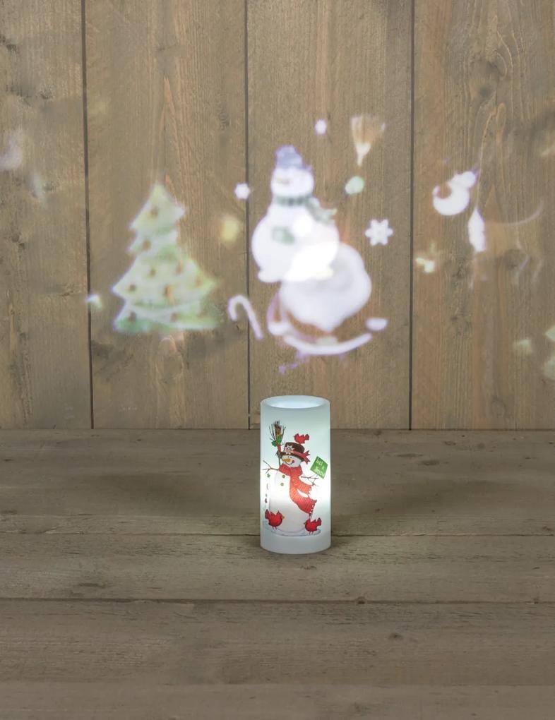 Batterijverlichting kaars met sneeuwman projectie Anna's Collection