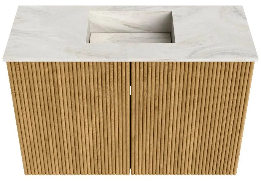 Mondiaz Joya DLux 60cm toiletmeubel oak met wastafel faye midden zonder kraangat ostra