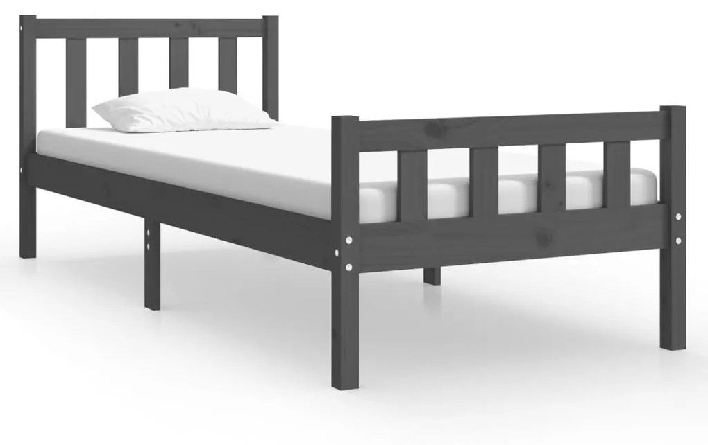 vidaXL Bedframe massief hout grijs 90x190 cm 3FT Single