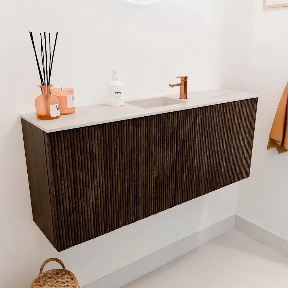 Mondiaz Joya DLux 100cm toiletmeubel walnut met wastafel faye midden 1 kraangat meli