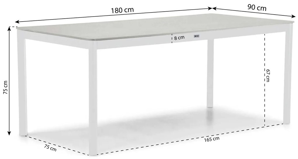 Tuinset 4 personen 180 cm Kunststof Wit Hartman Sophie