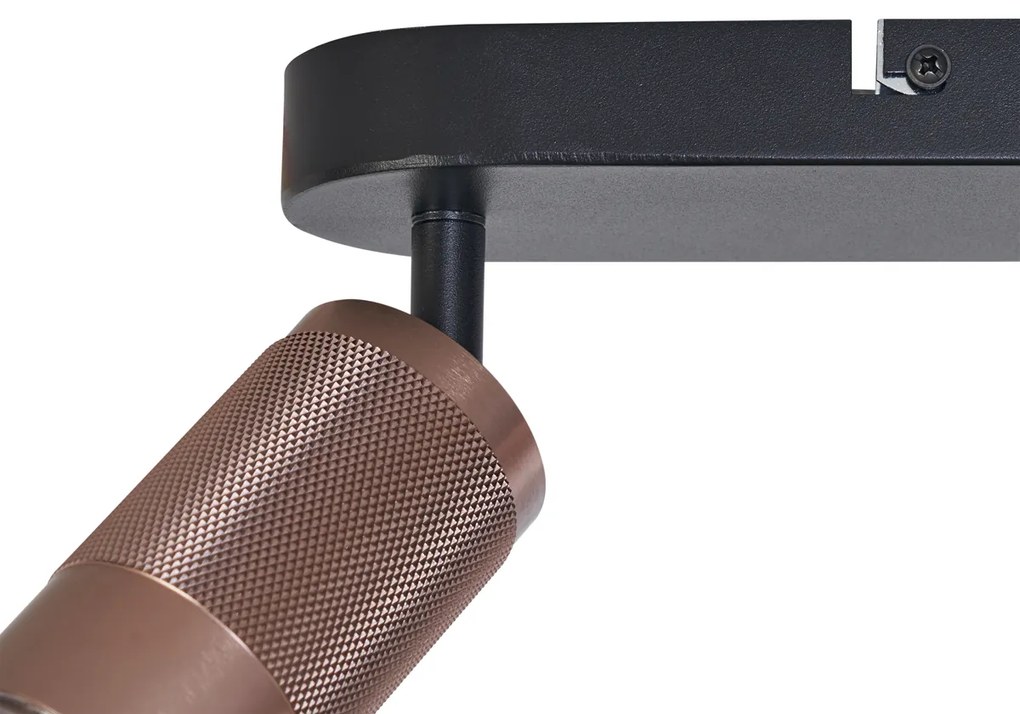 Afgeronde plafondspot donker brons 3-lichts draai- en kantelbaar - Veerle