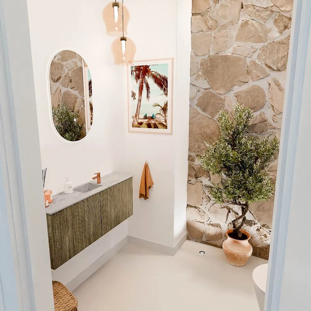 Mondiaz Joya DLux 100cm toiletmeubel dusk met wastafel faye midden 1 kraangat glace