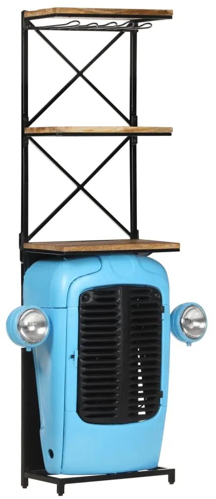 Medina Wijnkast tractor 49x31x170 cm massief mangohout blauw